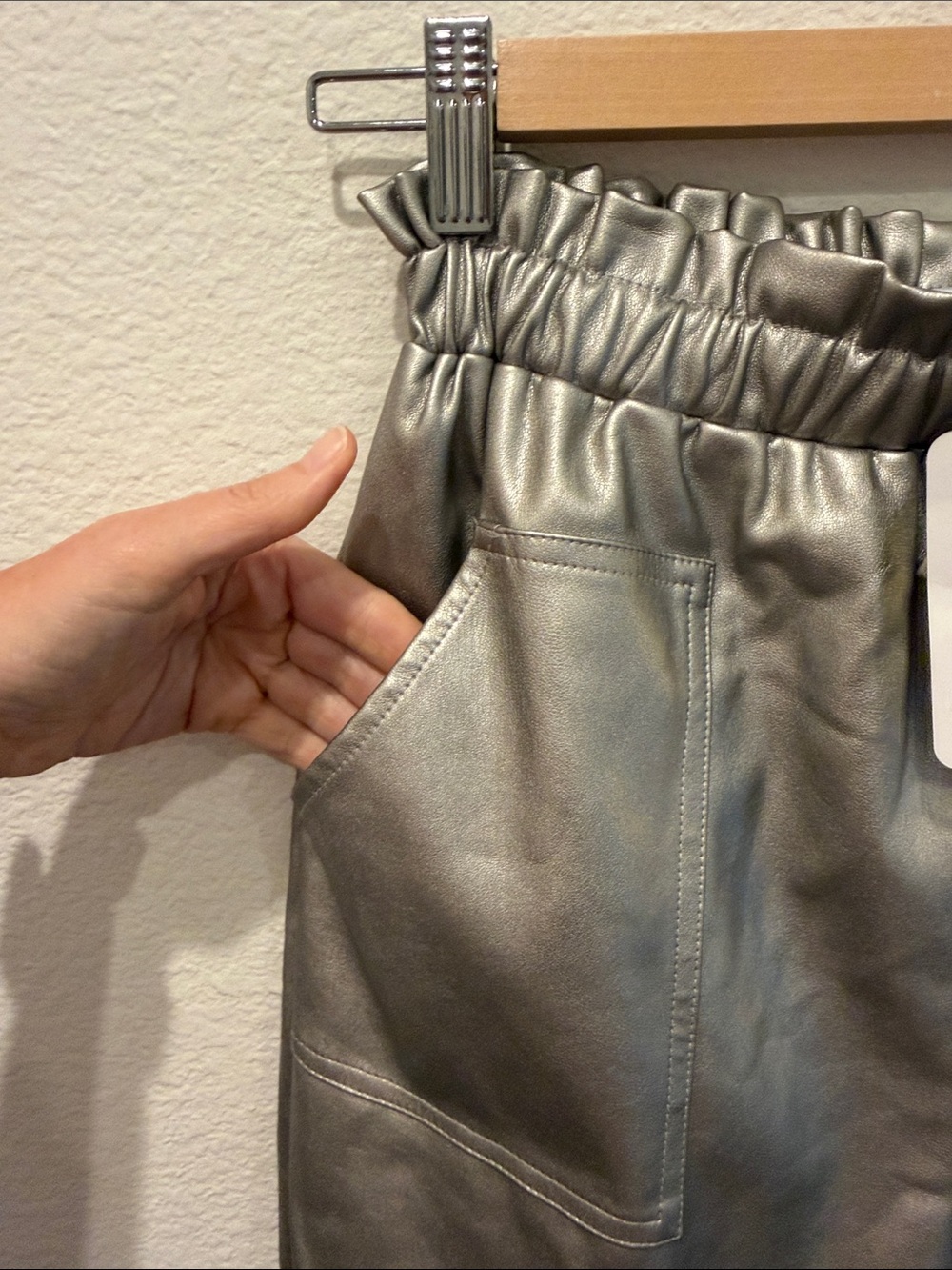Mayoral Girls’ Metallic Silver Faux Leather Shorts Sz 16 - Picture 5 of 6